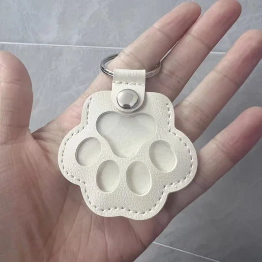 Memorial Leather Pet Hair Storage Bag Cat Paw Keychain Multifunctional Portable Keychain
